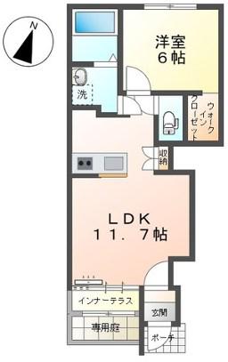 田代新町アパート(1LDK/1階)の間取り写真