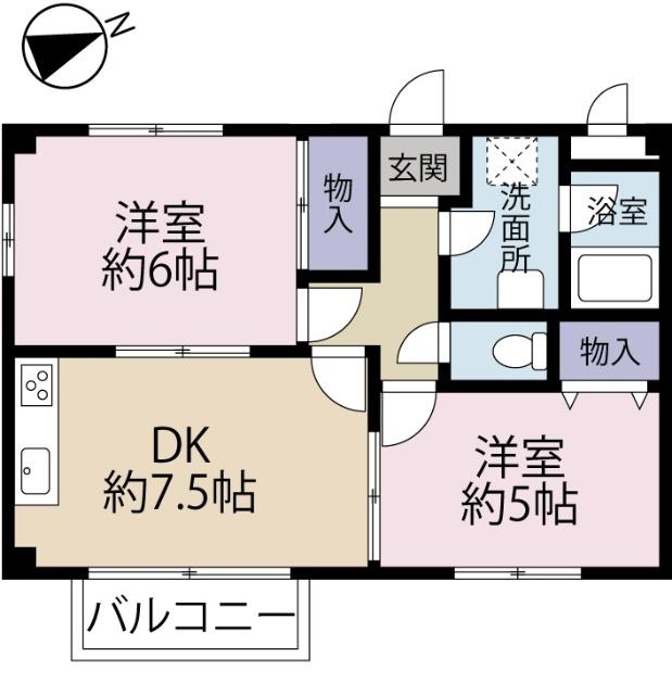 セントラルコーポIII(2DK/2階)の間取り写真