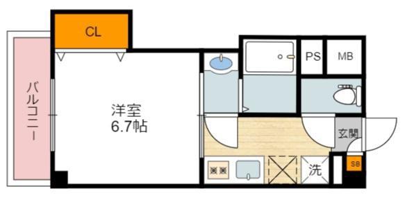 ラグゼ住之江(1K/3階)の間取り写真