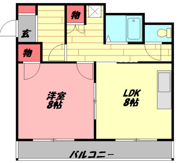 エスペランサ木下パートⅠ(1LDK/3階)の間取り写真