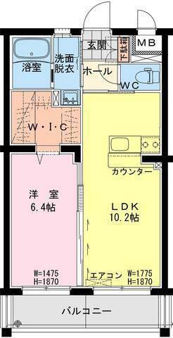 ALBA 船頭町(1LDK/4階)の間取り写真
