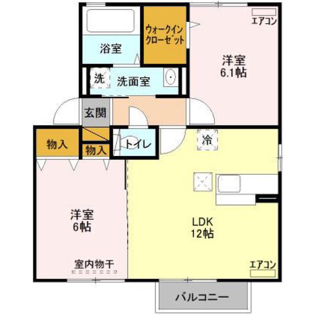 クラシオン B(2LDK/1階)の間取り写真