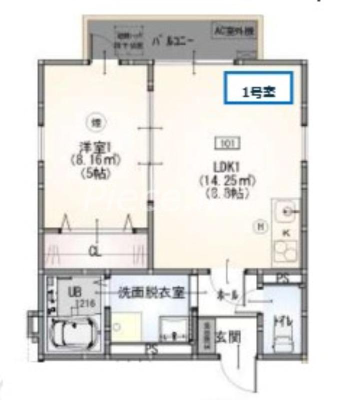 S APT.蒲生四丁目(1LDK/3階)の間取り写真