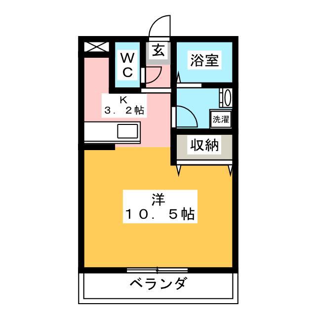 グランストーク篠ヶ瀬(1K/2階)の間取り写真