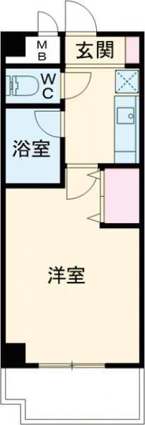 エスペランサ政所(1K/4階)の間取り写真