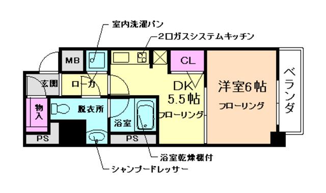モンリベルテ箕面(1DK/8階)の間取り写真