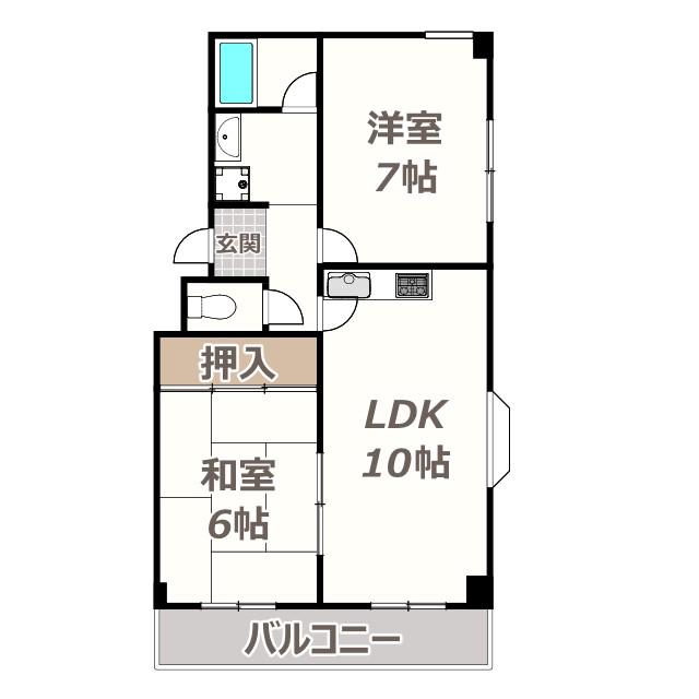マンショングラッド(2LDK/2階)の間取り写真