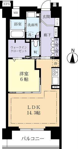 デュオセーヌつくばみらい206(1LDK/2階)の間取り写真