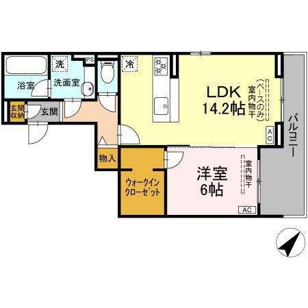 SHINE FORT(1LDK/2階)の間取り写真