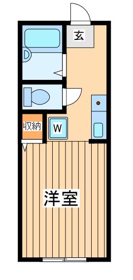 玉川学園アパート(ワンルーム/2階)の間取り写真