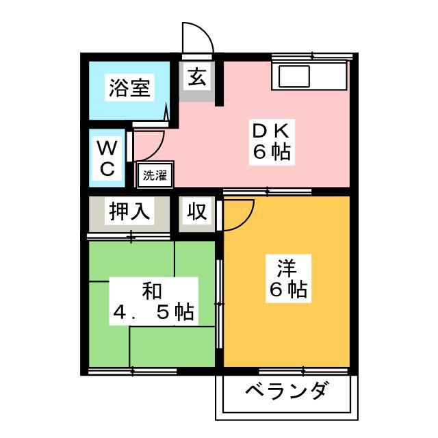 ブライト泉 B(2DK/2階)の間取り写真
