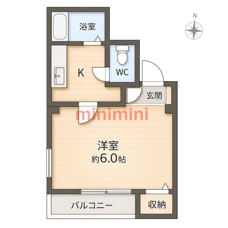 千里山弐番館(1K/3階)の間取り写真