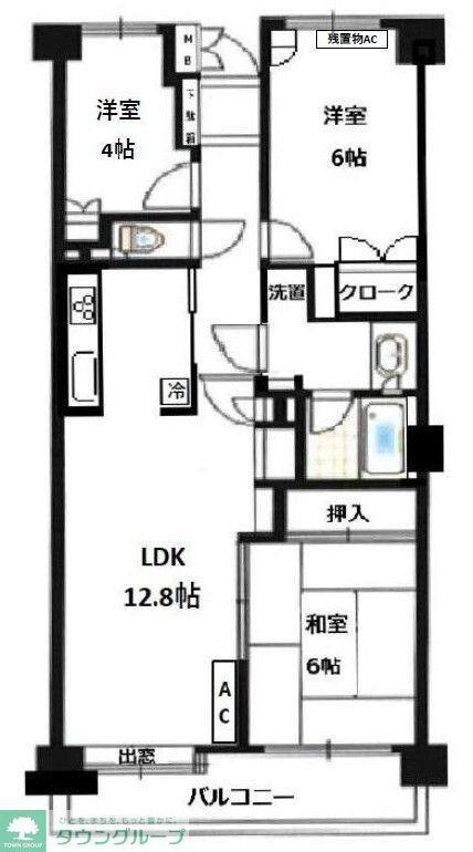 越谷南パークホームズ(3LDK/5階)の間取り写真