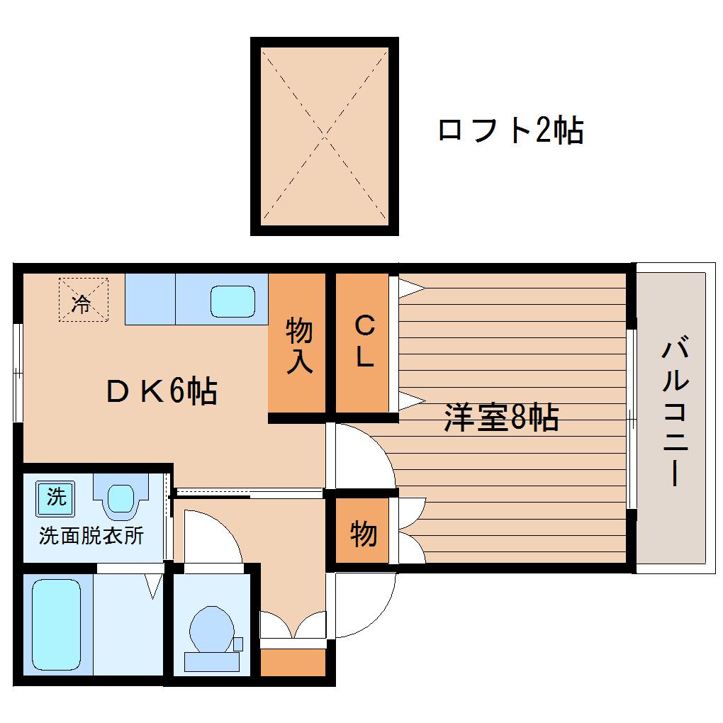ナヴィール萩1号館(1DK/1階)の間取り写真