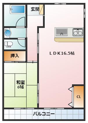 向陽ビル(1LDK/2階)の間取り写真