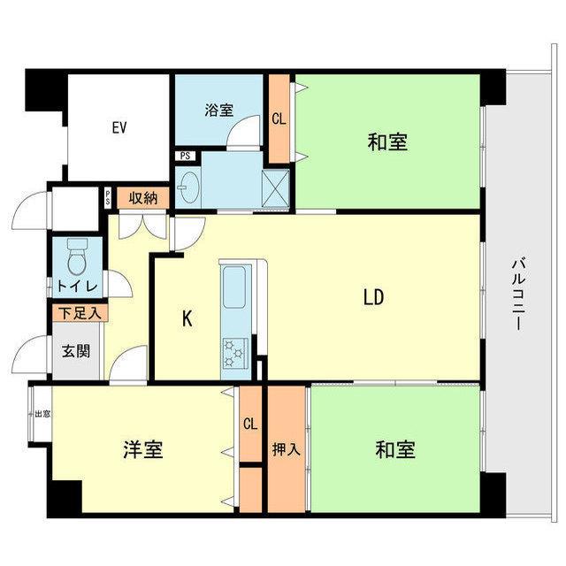 ロワールマンション春日原 202号(3LDK/2階)の間取り写真