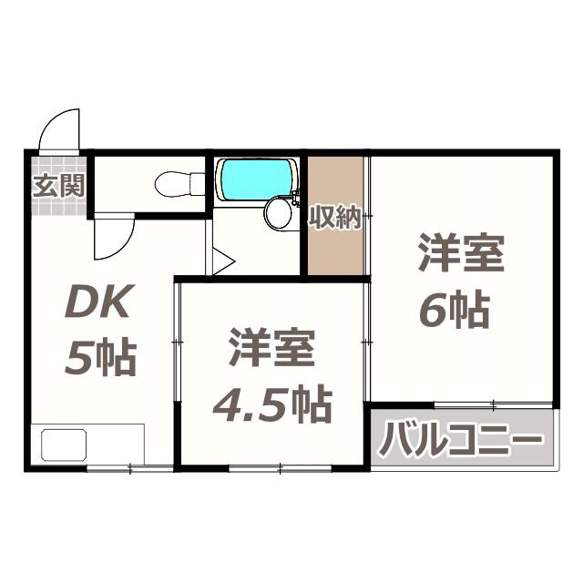 コーポ南住吉(2DK/3階)の間取り写真