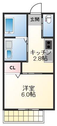 SKハイツ(1K/2階)の間取り写真
