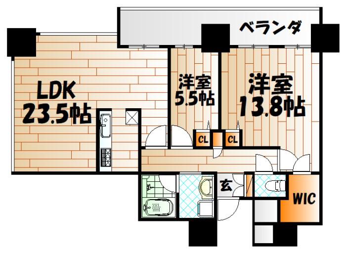 小倉D.C.TOWER(2LDK/20階)の間取り写真