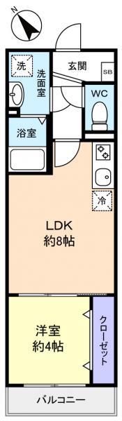 ERIU(1LDK/2階)の間取り写真
