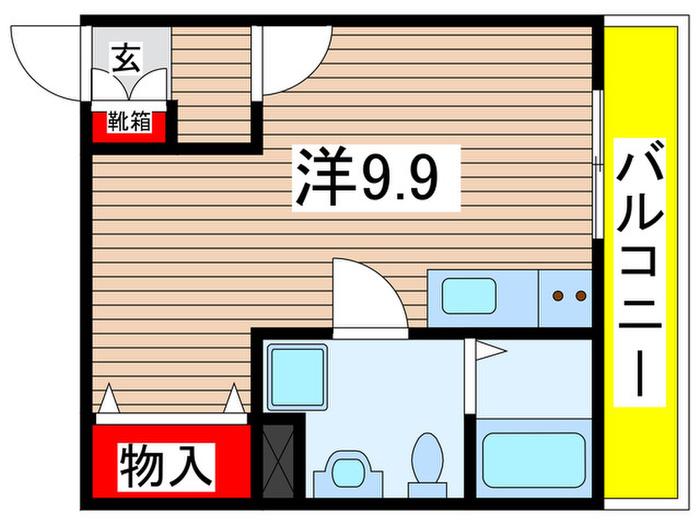 メリディアンなないろの里 伍番館(ワンルーム/3階)の間取り写真
