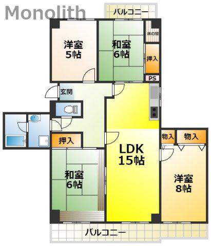 光明池駅前5号棟(4LDK/8階)の間取り写真