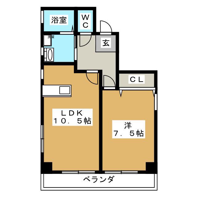 ハイツトーテムポール(1LDK/3階)の間取り写真