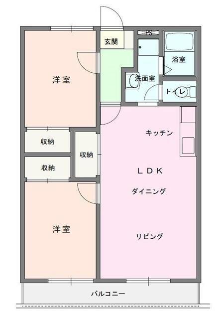 エステートピア武笠(2LDK/1階)の間取り写真