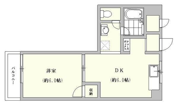 ハイツ瑞穂(1DK/7階)の間取り写真