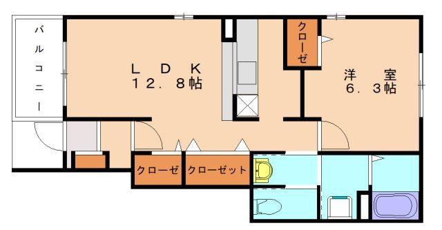エスペランサ(1LDK/1階)の間取り写真