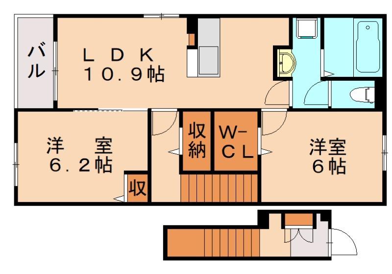 グラン・リーオK(2LDK/2階)の間取り写真
