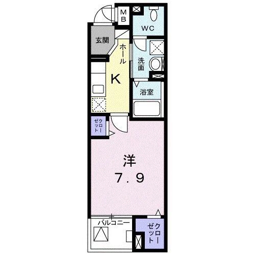 パーク グレイス美園(1K/1階)の間取り写真