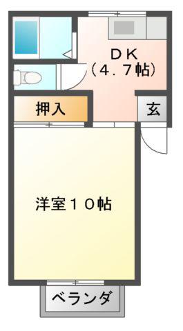 メゾンキャッスル(1DK/1階)の間取り写真