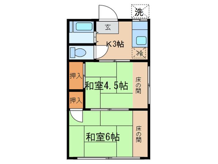 幸栄ハイム(2K/2階)の間取り写真
