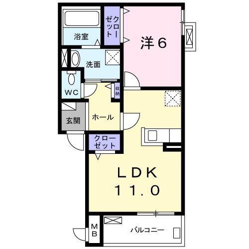 サニーハウス奏(1LDK/2階)の間取り写真
