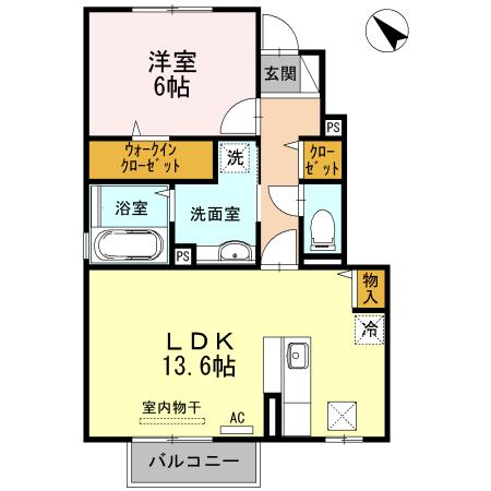 フェニックス B棟(1LDK/1階)の間取り写真