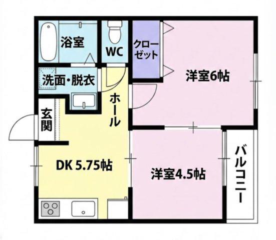 シュール・M(2DK/2階)の間取り写真