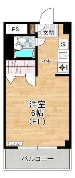 新城ロイヤルプラザ(ワンルーム/6階)の間取り写真