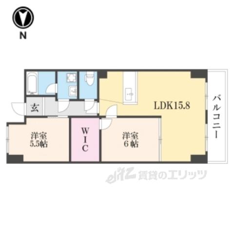 イヌイ星の子ハイツ(2LDK/5階)の間取り写真
