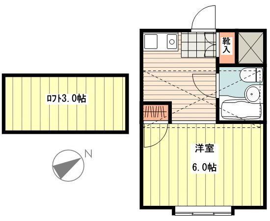 ベルピア河辺第1(ワンルーム/2階)の間取り写真