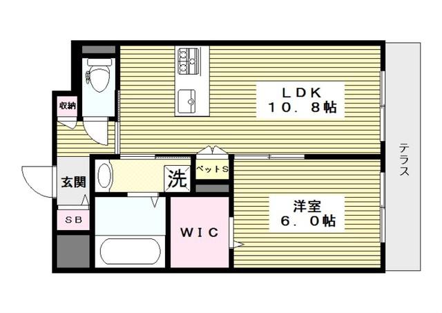 プレザント上板橋(1LDK/1階)の間取り写真