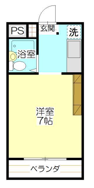 サンセゾン玉穂(1K/2階)の間取り写真