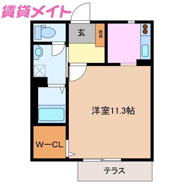 ベルドール(ワンルーム/1階)の間取り写真