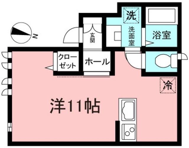 ベルデミュール(ワンルーム/1階)の間取り写真
