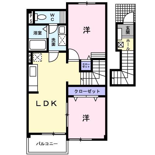 エントランス壱番館(2LDK/2階)の間取り写真