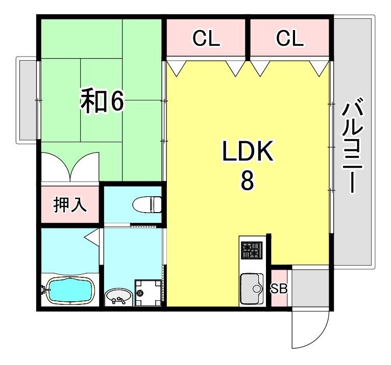 39番館(1LDK/3階)の間取り写真