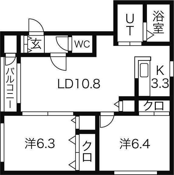 ラ・グラン中の島(2LDK/2階)の間取り写真