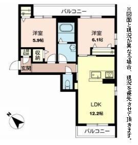 ウエスト ヴィレッジ9(2LDK/3階)の間取り写真