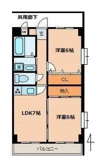 エムエスビル(2DK/4階)の間取り写真