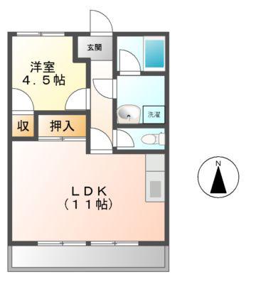 YMパレス(1LDK/2階)の間取り写真